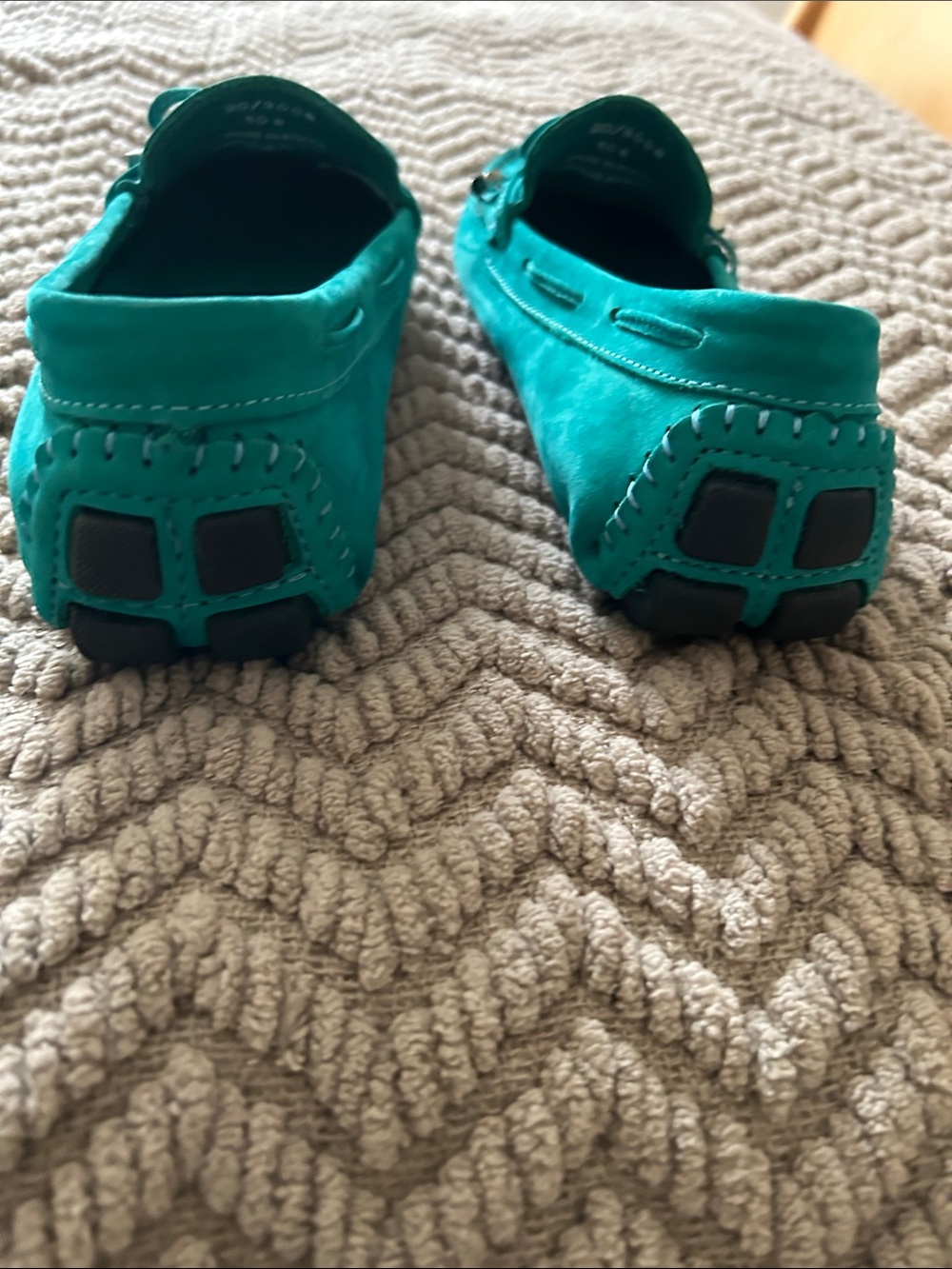 Saks Fifth Avenue Teal Suede Moccasin Loafers - Picture 3 of 8